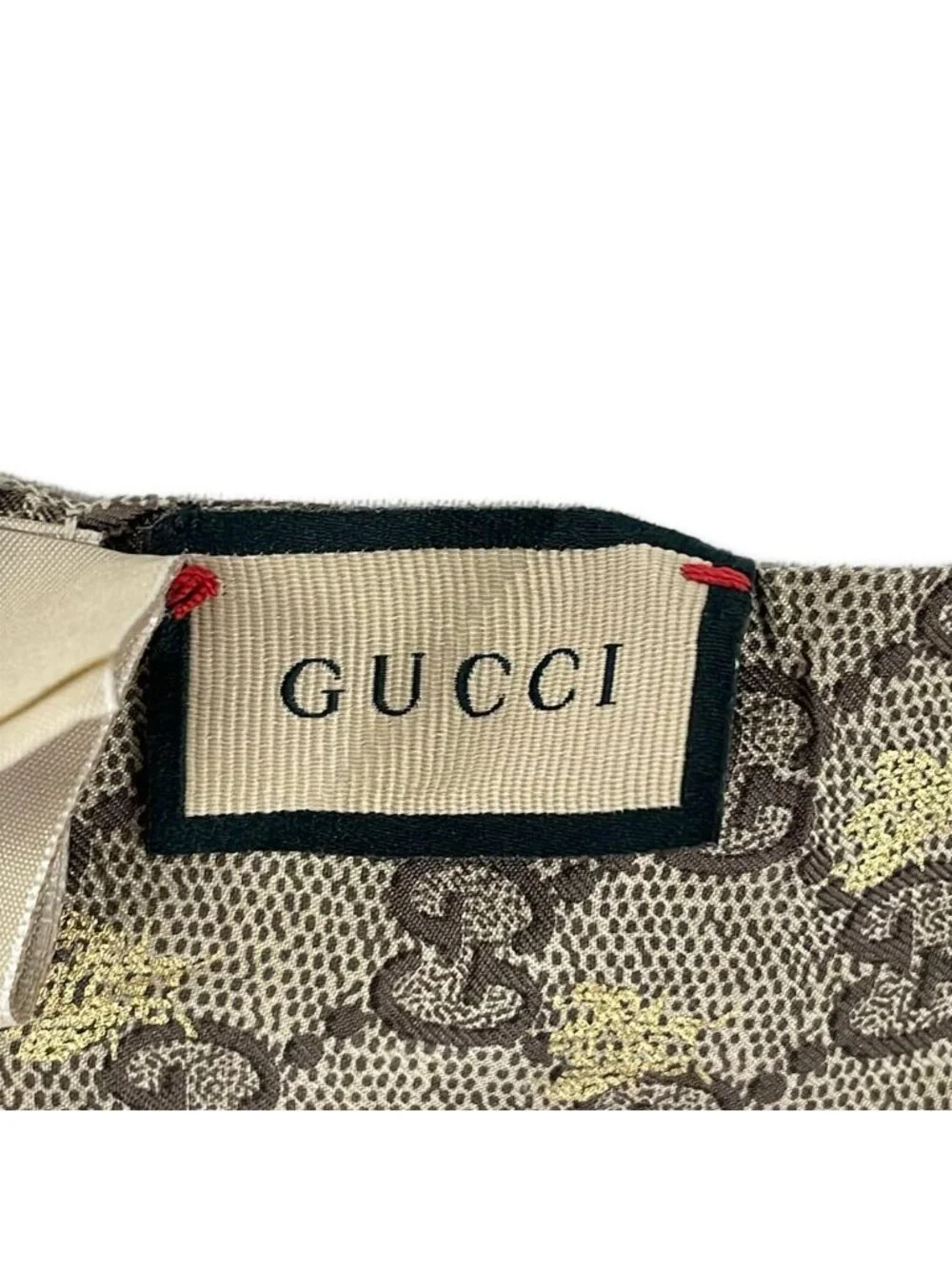 Gucci Scarf Beige Dark Brown Multi Ribbon GG Pattern